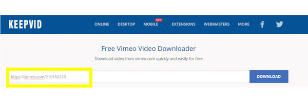 Keepvid 将 Vime 转换为 MP4