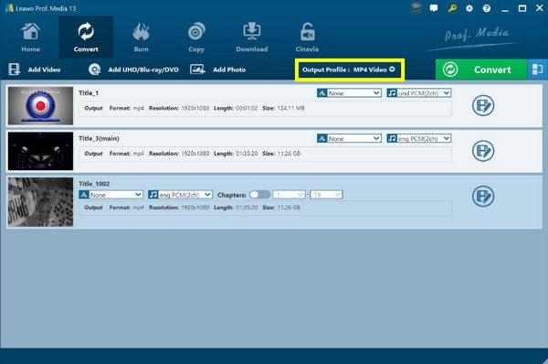 Leawo Select Audio Format