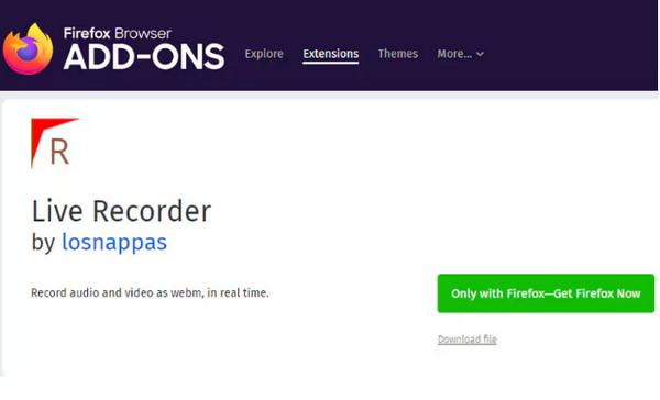 Grabador de pantalla en vivo de Firefox