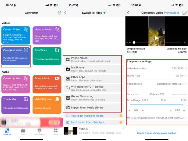 Mediaconvert iPhone Compress