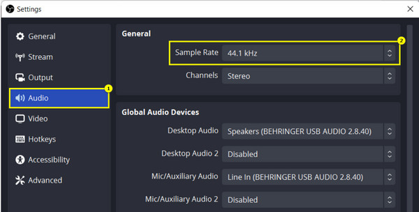 OBS Set Sample Rate
