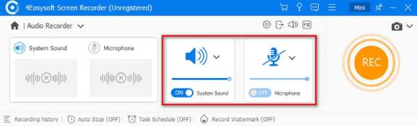 Registrazione tramite microfono di sistema