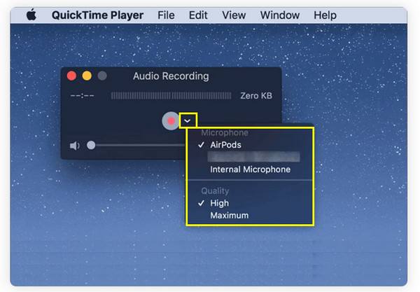 Quicktime Player 选择音频输入