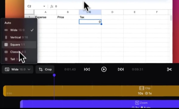 Automatické přiblížení Screen Studio