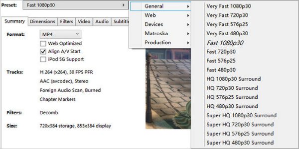 Wählen Sie das MKV-Format Handbrake