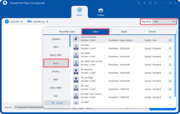 Select Mov Output 4easy