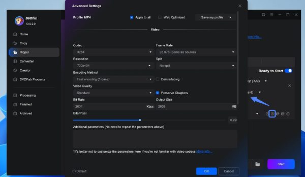 Select Output Format Dvdfab