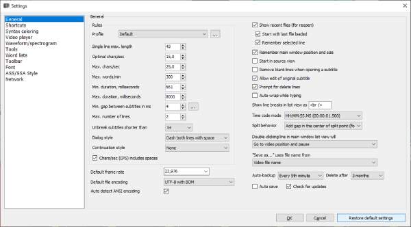 Configuración de subtítulos Edición de subtítulos