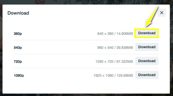 Vimeo 点击下载按钮