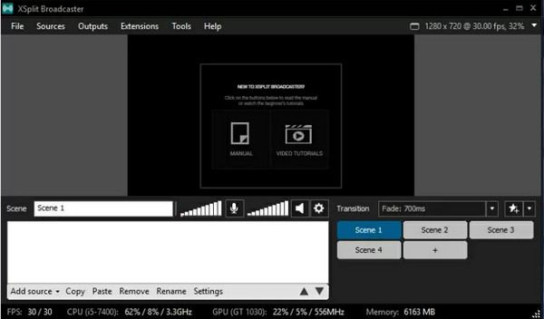 Trình ghi màn hình Xsplit 4k