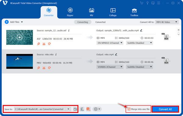 4Easysoft Tarkista yhdistäminen yhdeksi tiedostoksi