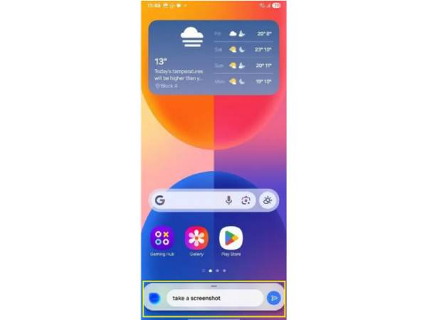 Zrzut ekranu Bixby na Samsungu