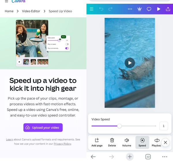 Canva Speed up Video
