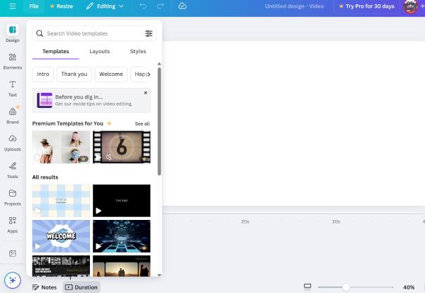 Canva videószerkesztés online