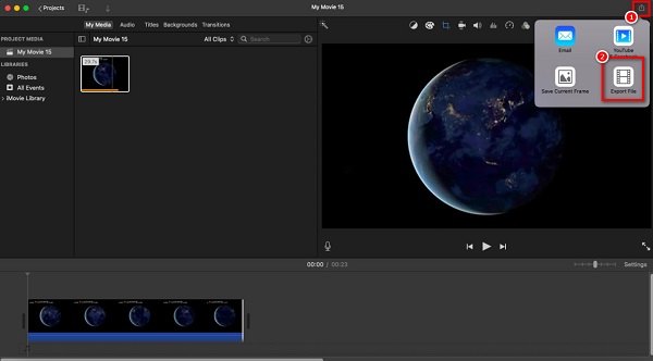 Videó exportálása iMovie-ba