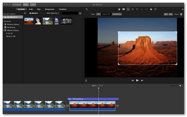 Imovie vágófelület