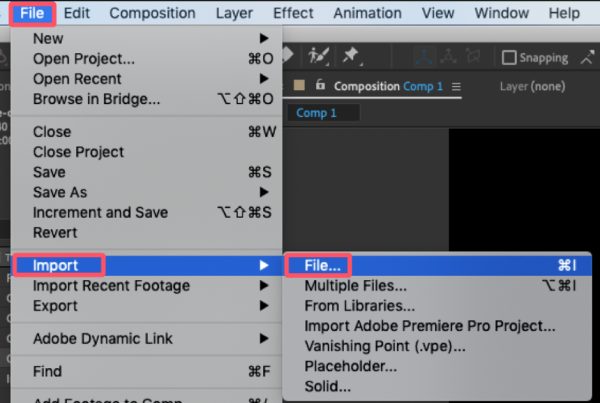 นำเข้าวิดีโอ After Effects