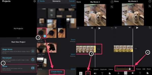 Aceleração de vídeo do iPhone iMovie