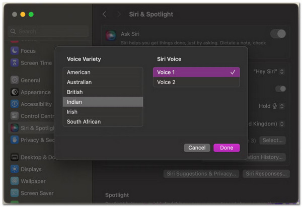 Mac 切换 Siri 语音