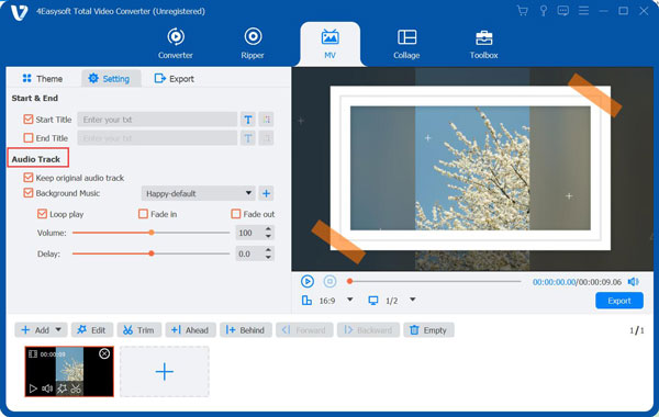 Hacer MV Configurar la pista de audio TVC