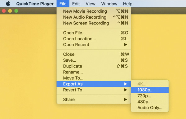 Quicktime Playerin vienti AS-muodossa