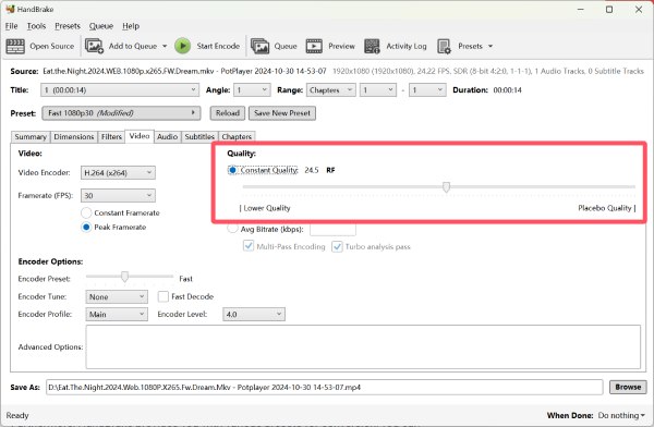 Giảm kích thước video Handbrake
