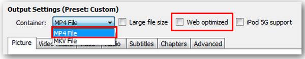 Select Format Handbrake