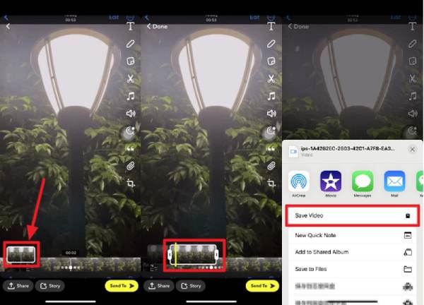 Snapchat videómemóriák vágása
