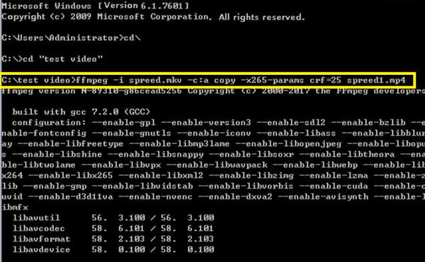 Videopakkaaja Ffmpeg