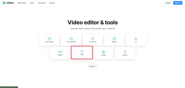 Outil de recadrage vidéo Clideo