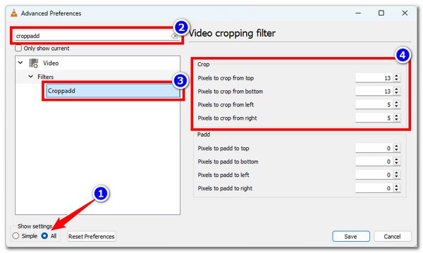 VLC Save Crop Values