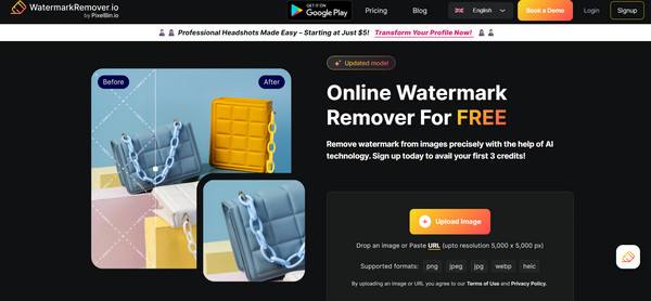 Eliminador de marcas de agua con inteligencia artificial Watermarkremover.io