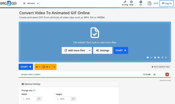 Img2goでビデオをGIFに変換する