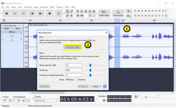 Noise Reduction Get Noise Profile
