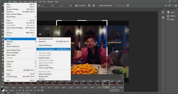 ビデオをGIF形式で保存するPhotoshop