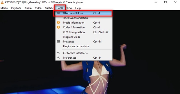 VLC effektek és szűrők kiválasztása